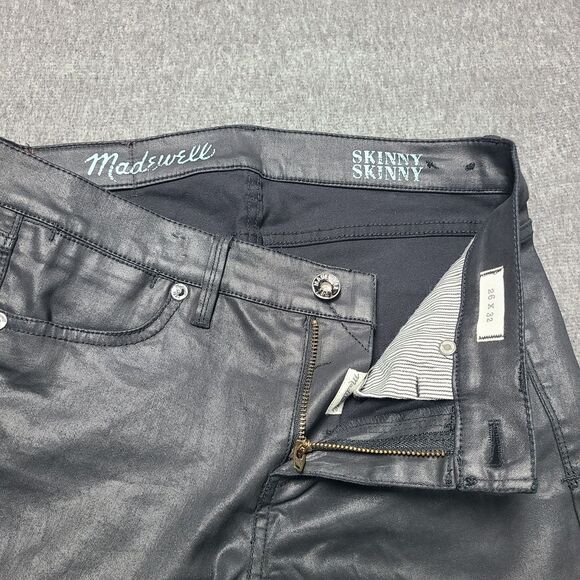 Madewell Jeans Womens 26 Dark Granite Coated Skinny Slim Straight Denim Pants - Picture 4 of 9